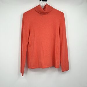Lord & Taylor Peach Cashmere Turtleneck Sweater M Layering Minimalist Preppy